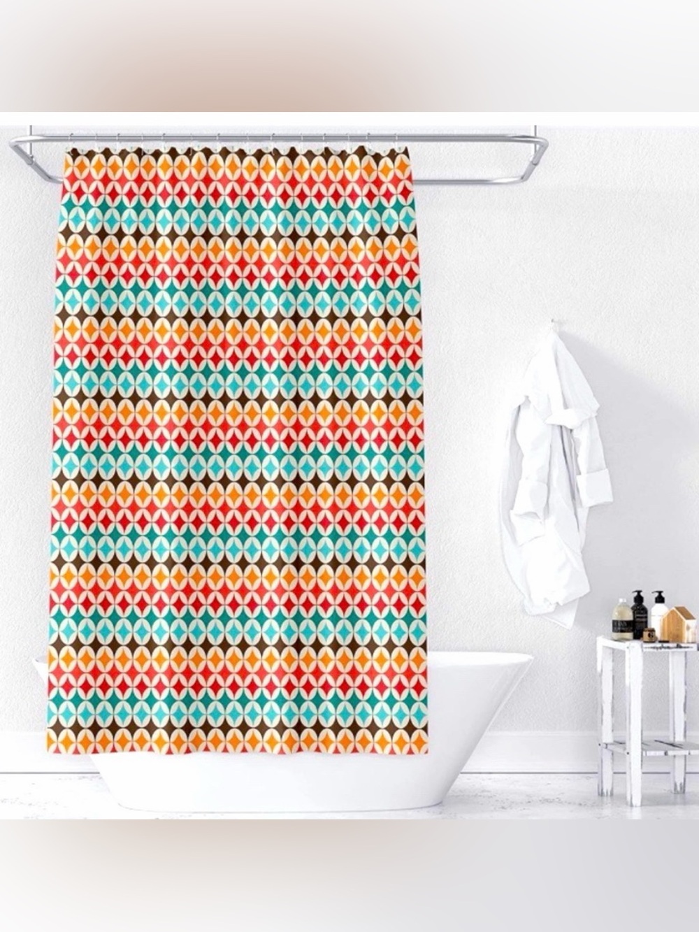 Vibrant Geometric Multicolor Shower Curtain - Home Bath